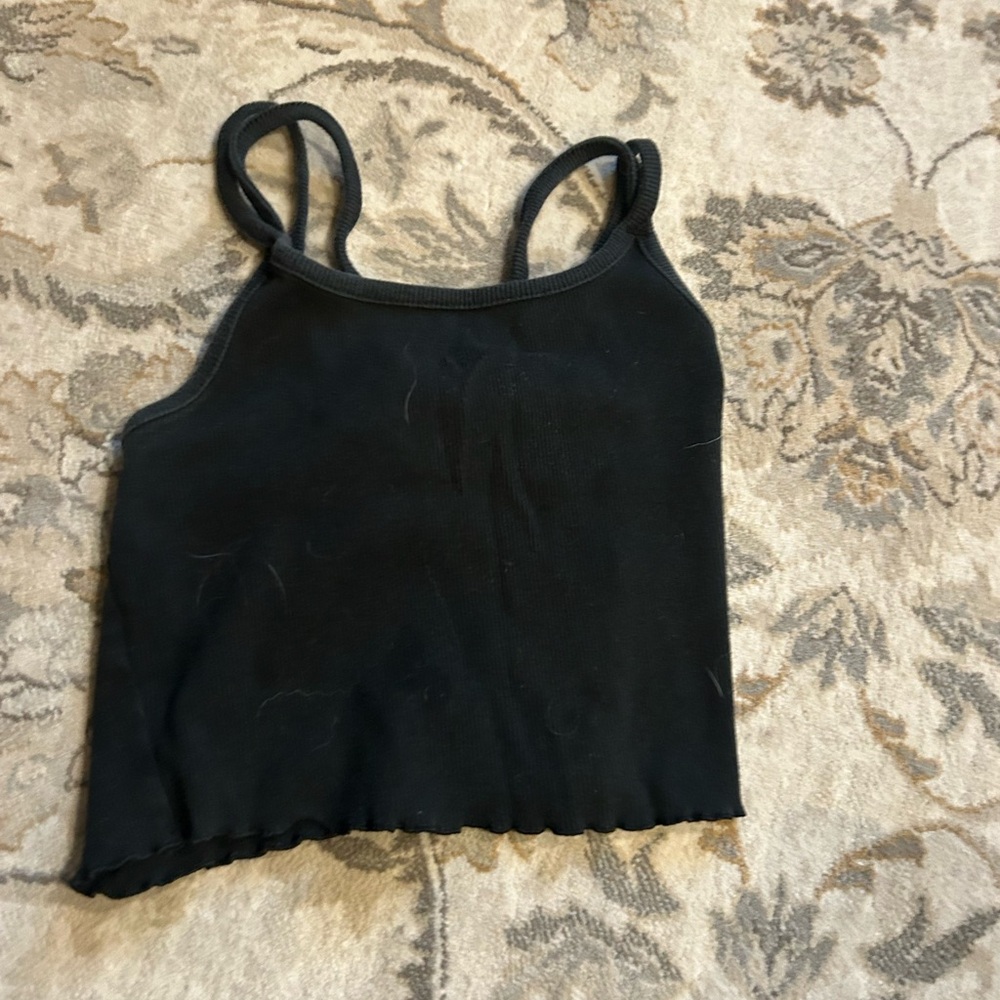 Black Tank Top and white ribbed tight fitted tank